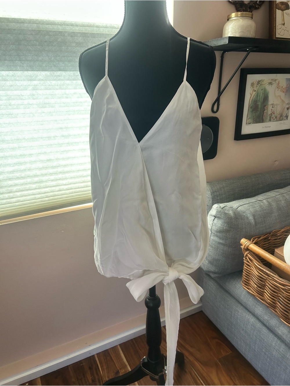 White Tie-Front tank / camisole/ white